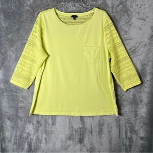 Talbots Lemon Lace Sleeve Top